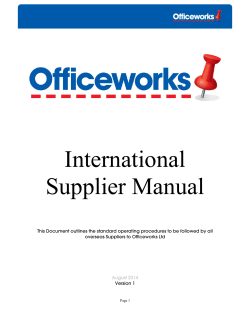 International Supplier Manual International Vendor Manual