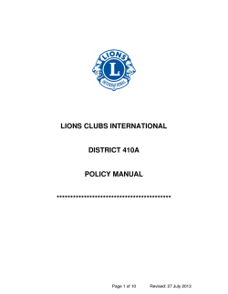 LIONS CLUBS INTERNATIONAL  DISTRICT 410A POLICY MANUAL