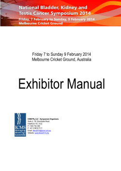 Exhibitor Manual  Friday 7 to Sunday 9 February 2014