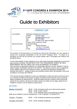 Guide to Exhibitors 3 UATP CONGRESS &amp; EXHIBITION 2014