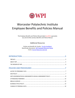Worcester Polytechnic Institute Employee Benefits and Policies Manual