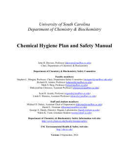 Chemical Hygiene Plan and Safety Manual University of South Carolina