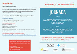 JORNADA LA GESTIÓN Y EVALUACIÓN Inscripción Barcelona, 13 de marzo de 2014