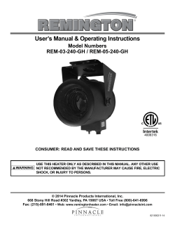 User’s Manual &amp; Operating Instructions Model Numbers REM-03-240-GH / REM-05-240-GH