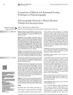Comparison of Manual and Automated Scoring Techniques in Polysomnography Tekniklerinin Karşılaştırılması