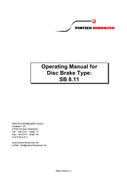 Operating Manual for Disc Brake Type: SB 8.11