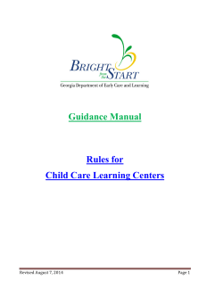 Guidance Manual Rules for Child Care Learning Centers