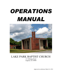 OPERATIONS MANUAL LAKE PARK BAPTIST CHURCH 211 Milledge Road