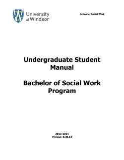 Undergraduate Student Manual  Bachelor of Social Work