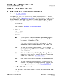 CIRCUIT COURT CLERK’S MANUAL - CIVIL  SUITS/ACTION TYPES (A-B) PAGE