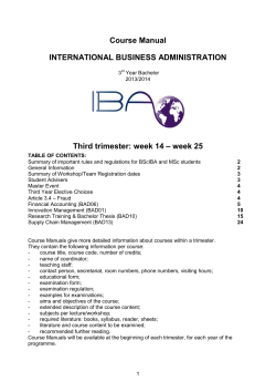 Course Manual INTERNATIONAL BUSINESS ADMINISTRATION – week 25 Third trimester: week 14