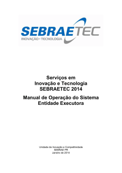 Serviços em Inovação e Tecnologia SEBRAETEC 2014