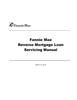 Fannie Mae Reverse Mortgage Loan Servicing Manual