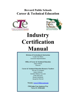 Industry Certification Manual Career &amp; Technical Education