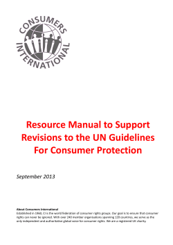 Resource Manual to Support Revisions to the UN Guidelines For Consumer Protection