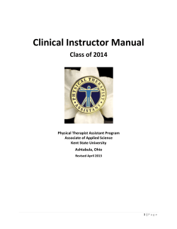 Clinical Instructor Manual Class of 2014 Physical Therapist Assistant Program