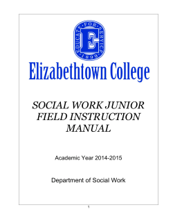 SOCIAL WORK JUNIOR FIELD INSTRUCTION MANUAL