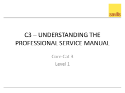 C3 – UNDERSTANDING THE PROFESSIONAL SERVICE MANUAL Core Cat 3 Level 1
