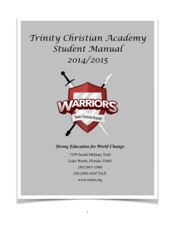 Trinity Christian Academy Student Manual 2014/2015 !