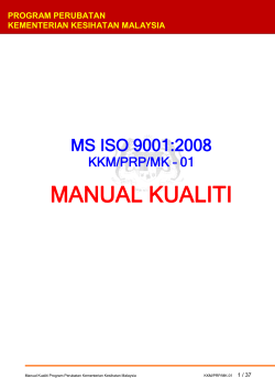 MANUAL KUALITI MS ISO 9001:2008 KKM/PRP/MK – 01