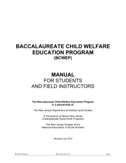 BACCALAUREATE CHILD WELFARE EDUCATION PROGRAM MANUAL