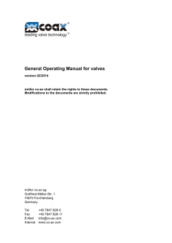 General Operating Manual for valves