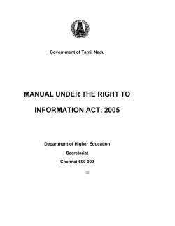 MANUAL UNDER THE RIGHT TO INFORMATION ACT, 2005 Government of Tamil Nadu