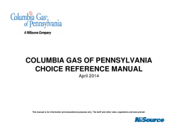 COLUMBIA GAS OF PENNSYLVANIA CHOICE REFERENCE MANUAL April 2014