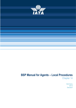 BSP Manual for Agents – Local Procedures Chapter 14 Germany 2013
