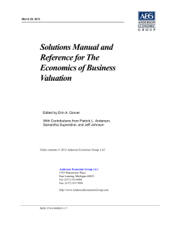 Solutions Manual and Reference for The Economics of Business Valuation