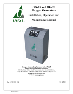 OG-15 and OG-20 Oxygen Generators Installation, Operation and Maintenance Manual
