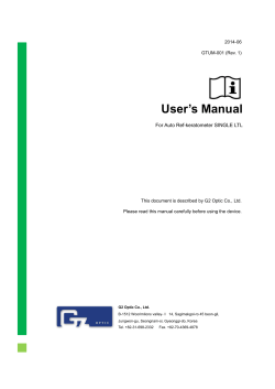 ’s Manual User For Auto Ref-keratometer SINGLE LTL