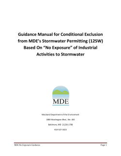 Guidance Manual for Conditional Exclusion from MDE’s Stormwater Permitting (12SW)