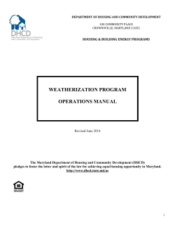WEATHERIZATION PROGRAM  OPERATIONS MANUAL