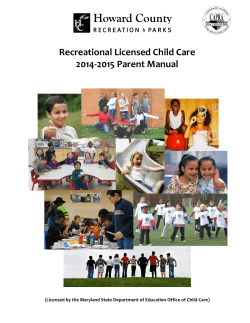 Recreational Licensed Child Care 2014-2015 Parent Manual