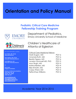 Orientation and Policy Manual Fellowship Training Program Department of Pediatrics,