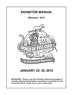 EXHIBITOR MANUAL JANUARY 23- 25, 2015 Maryland - 2015