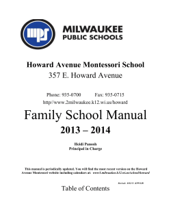 Family School Manual 2013 – 2014 Howard Avenue Montessori School