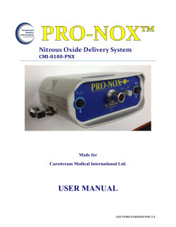 USER MANUAL Nitrous Oxide Delivery System CMI-0100-PNX