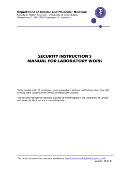 SECURITY INSTRUCTION’S MANUAL FOR LABORATORY WORK Department of Cellular and Molecular Medicine