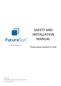 SAFETY AND INSTALLATION MANUAL