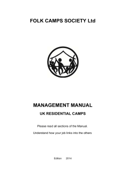 FOLK CAMPS SOCIETY Ltd  MANAGEMENT MANUAL UK RESIDENTIAL CAMPS