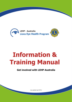 Information &amp; Training Manual Eye Health Get involved with LEHP-Australia