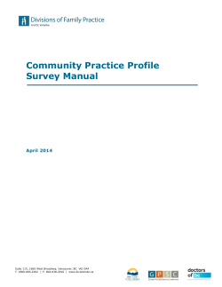 Community Practice Profile Survey Manual April 2014