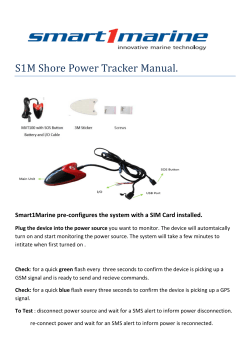 S1M	Shore	Power	Tracker	Manual. Smart1Marine pre-configures the system with a SIM Card installed.