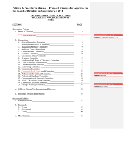 Policies &amp; Procedures Manual – Proposed Changes for Approval by