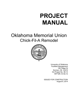 PROJECT MANUAL Oklahoma Memorial Union