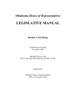 LEGISLATIVE MANUAL  Oklahoma House of Representatives Speaker Chris Benge