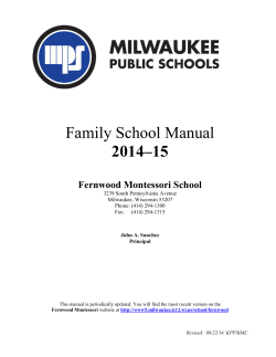 Family School Manual 2014–15 Fernwood Montessori School