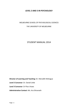STUDENT MANUAL 2014  LEVEL 2 AND 3 IN PSYCHOLOGY